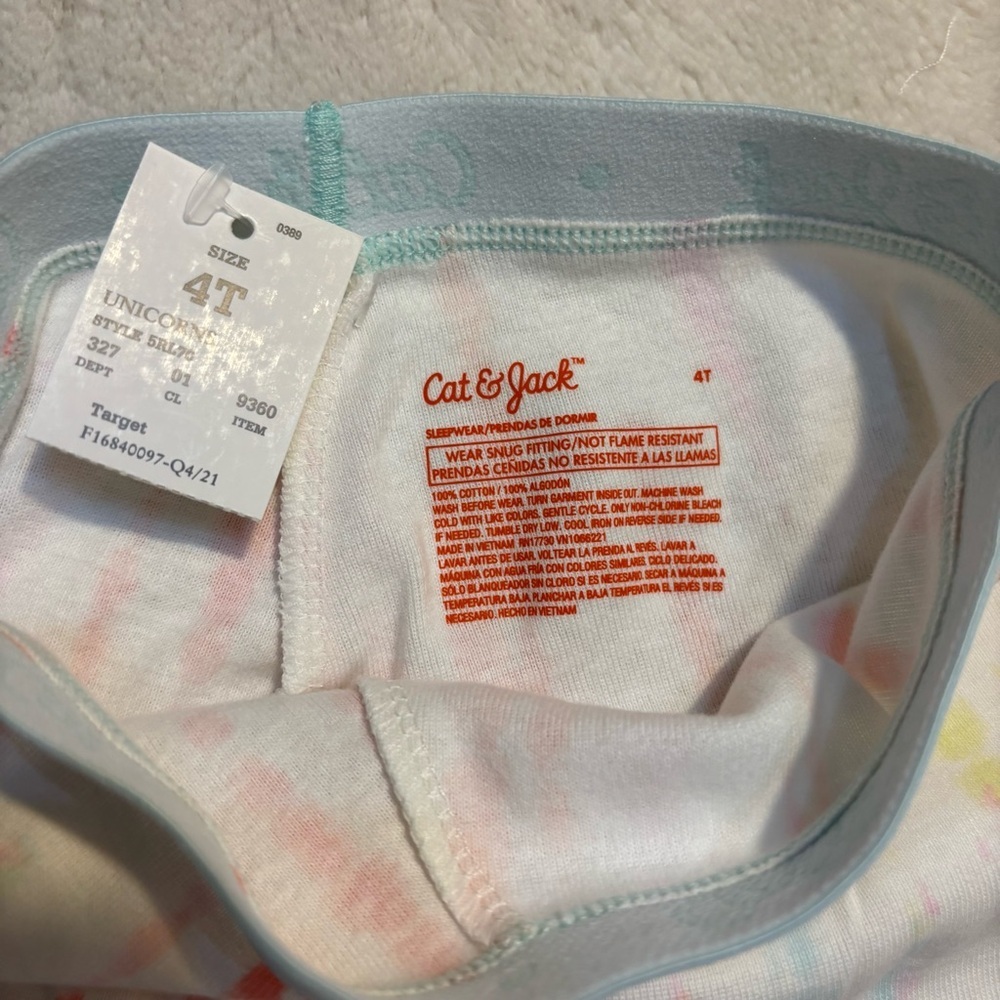 NWT Cat & Jack Pajama Set 4T Kids Tie-Dye Multicolor 100% Cotton + Bonus Set - Picture 7 of 8